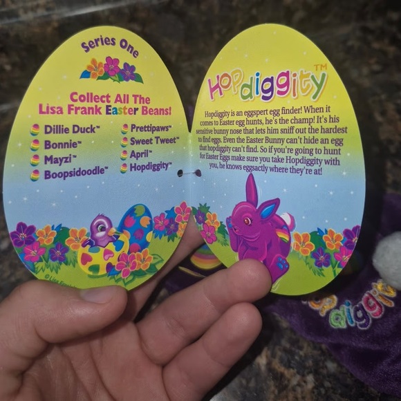 Lisa Frank Purple Stuffed Bunny with Blue Ears - Picture 10 of 10